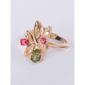 

Кольцо с разноцветными фианитами "Лесная мелодия", позолота с родированием, размер 20