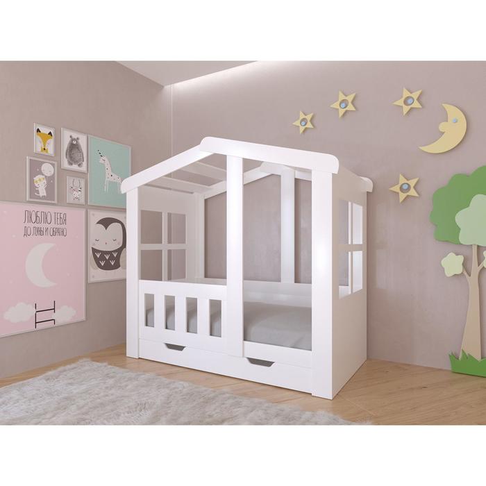 Детская кровать-чердак «Астра домик», с ящиком, цвет белый / цвет белый детская кровать чердак астра домик без ящика цвет белый салатовый