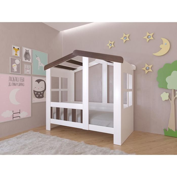 Детская кровать-чердак «Астра домик», без ящика, цвет белый / дуб шамони 23351