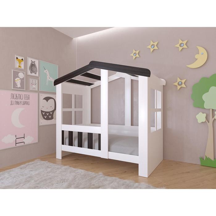 Детская кровать-чердак «Астра домик», без ящика, цвет белый / венге 23351