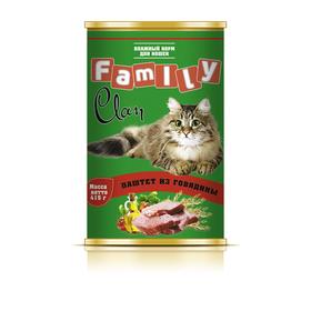 

Консервы CLAN FAMILY для кошек, паштет из говядины, 415 г