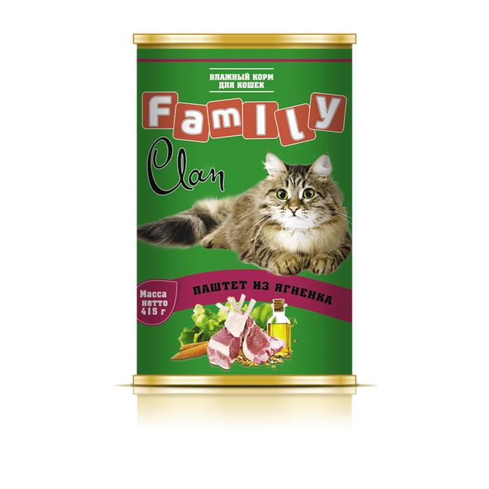 Консервы CLAN FAMILY для кошек, паштет из ягненка, 415 г
