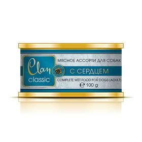 

Консервы Clan CLASSIC для собак, мясное ассорти с сердцем, 100 г
