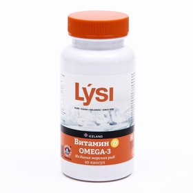 Рыбий жир Lysi Омега-3 из диких пород рыб, с витамином Д, 60 капсул
