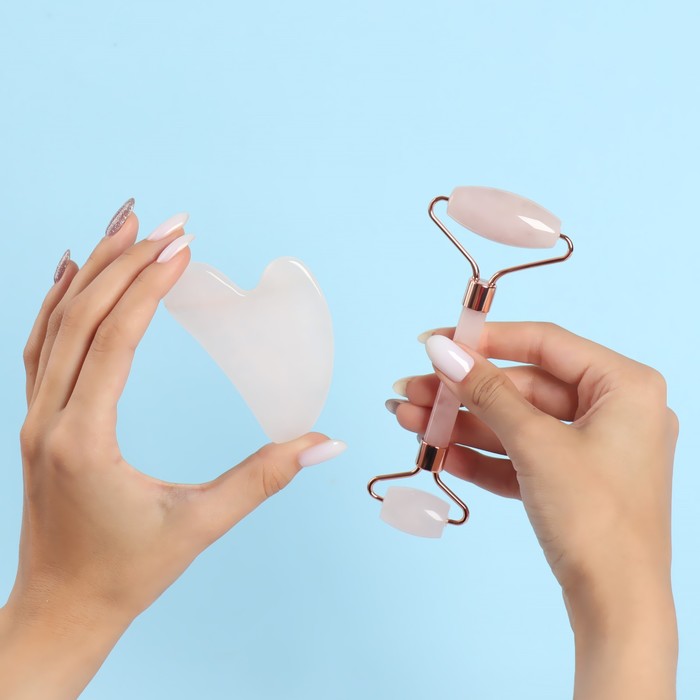 Набор массажёров для лица и зоны декольте 2 предмета розовый кварц 71900₽