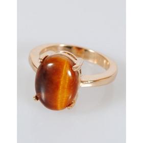 

Кольцо с тигровым глазом "Овал", позолота с родированием, размер 19