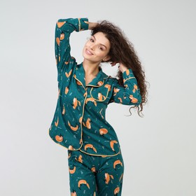 

Костюм женский (сорочка, брюки) цвет изумруд, размер 46