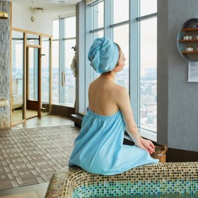 Набор для бани Spa day жен.парео 80х150±4 см, чалма, 100% хл., ваф.полотно, голубой от Сима-ленд