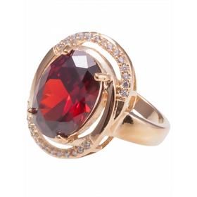 

Кольцо с гранатом "Париж", позолота с родированием, размер 18