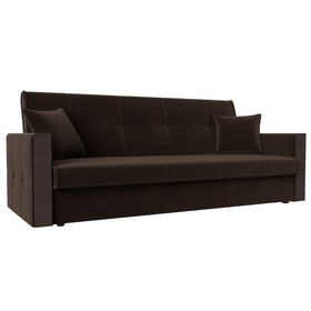Прямой диван «Валенсия», механизм книжка, микровельвет, цвет коричневый