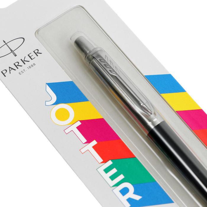 фото Ручка шариковая parker jotter plastic k60, ct, m, 1.0 мм, корпус пластик/ нержавеющая сталь, чёрный, синие чернила