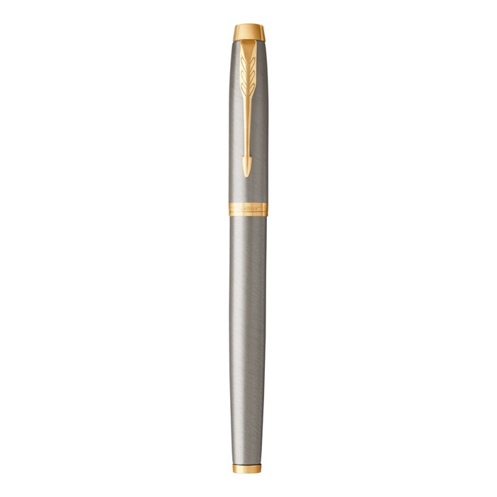

Ручка роллер Parker IM Core Brushed Metal GT T321, серебряный корпус из латуни, матовый лак, чёрные чернила