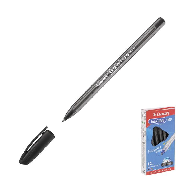 цена Ручка шариковая Luxor InkGlide 100 Icy, узел 0.7 мм, трехгранная, черная, цвет корпуса микс