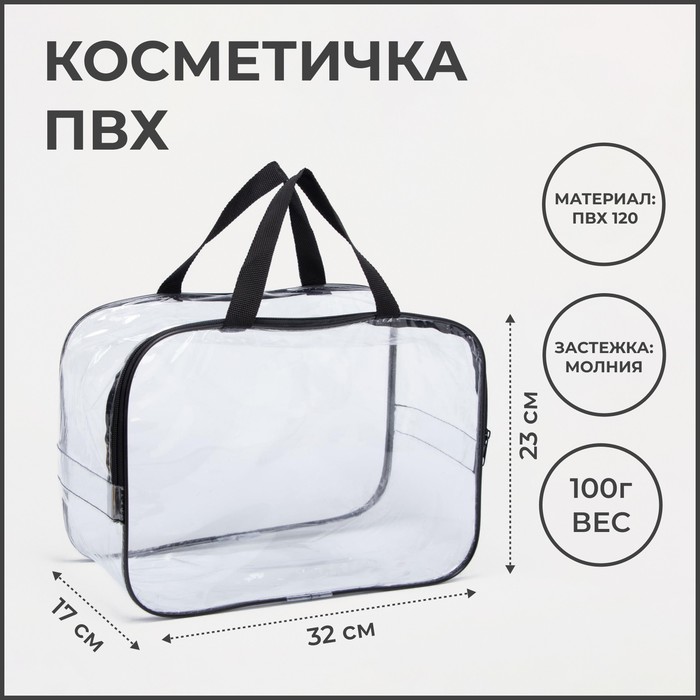 фото Косметичка на молнии, цвет чёрный