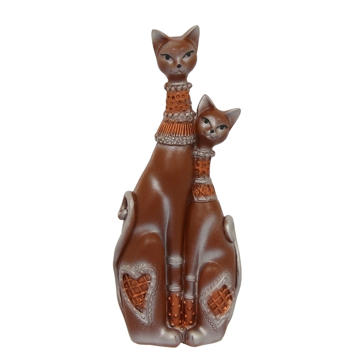 Сувенир "Кошечки Сладкая парочка" коричневые с серебром