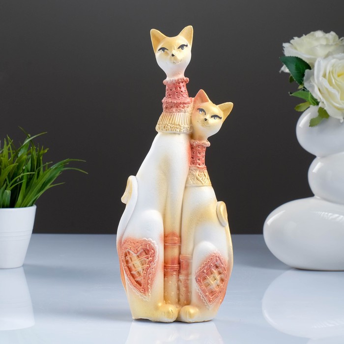 Сувенир "Кошечки Сладкая парочка" белые с золотом