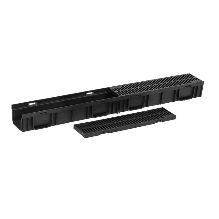 

Канал пластиковый Gidrolica Light с пластиковой решеткой 1000x116x96 мм
