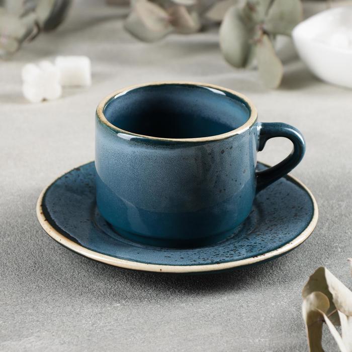Чайная пара фарфоровая Blu reattivo, 2 предмета: чашка 200 мл, блюдце d=15,5 см кофейная пара фарфоровая blu reattivo чашка 80 мл блюдце d 6 см
