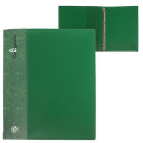 Папка на 4 кольцах А4 пласт 27мм 700мкм Calligrata, внутр.карман, карман на корешок, зеленая