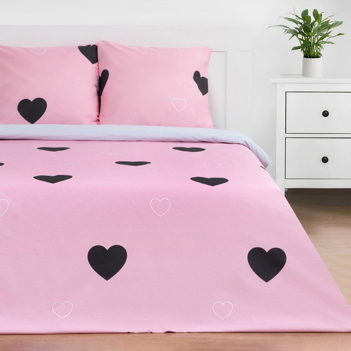 

Постельное белье Этель 1.5 сп Pink heart 143*215 см,150*214 см, 70*70 см 2 шт