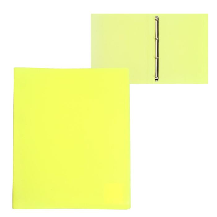 фото Папка на 4 кольцах а4 пласт 18мм 500мкм calligrata желтый неон