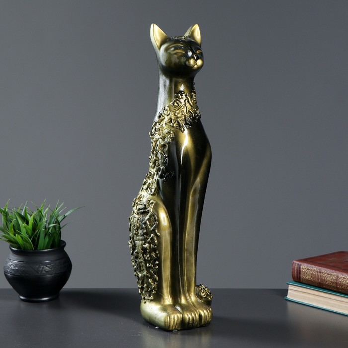 Сувенир "Кошка Дарья Египетская" орнамент черная с золотом