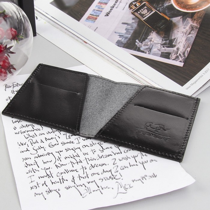 Портмоне, 1 отдел, отдел для карт, чёрный глянцевый