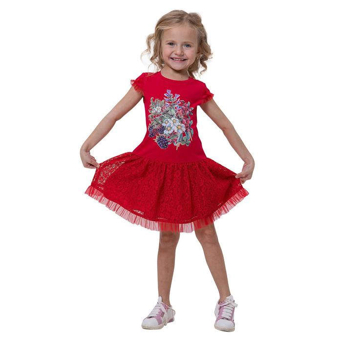 фото Платье для девочек, рост 92 см, цвет красный карамелли