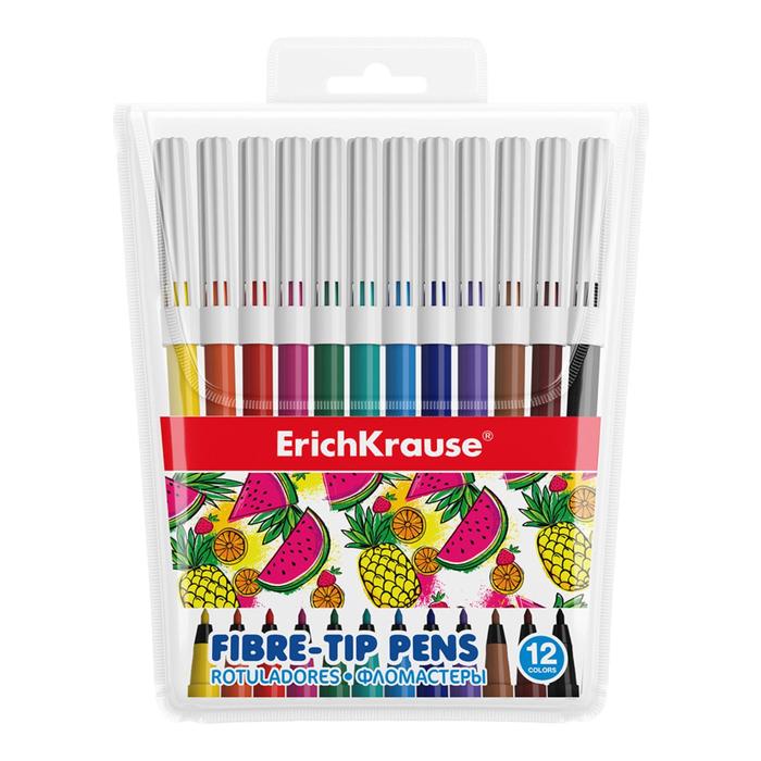 Фломастеры 12 цветов ErichKrause Washable, смываемые, европодвес фломастеры 12 цветов luxor coloring смываемые пвх европодвес