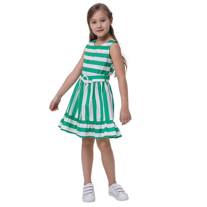 Платье для девочек, рост 128 см, цвет зеленый