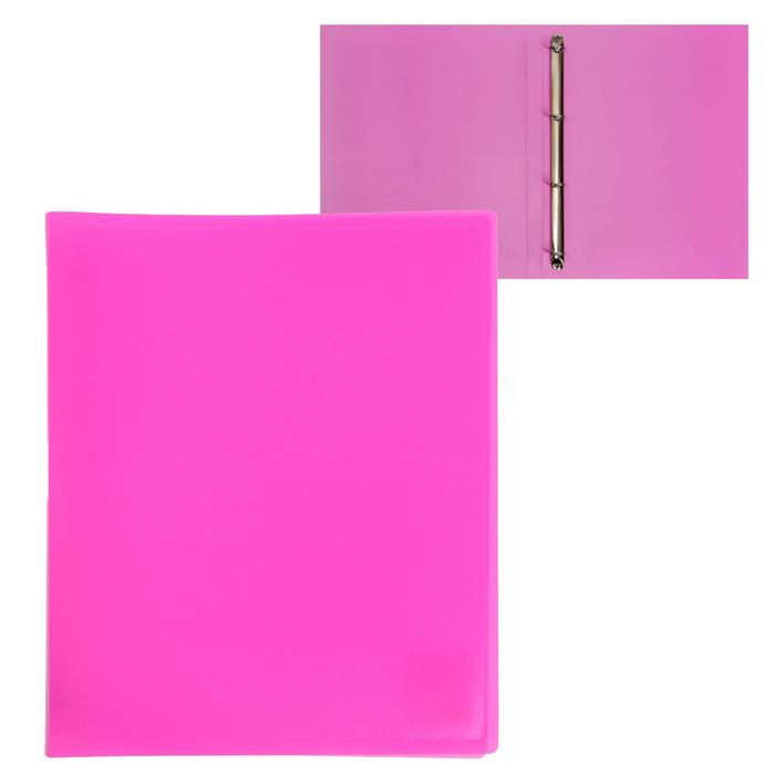фото Папка на 4 кольцах а4 пласт 18мм 500мкм calligrata розовый неон