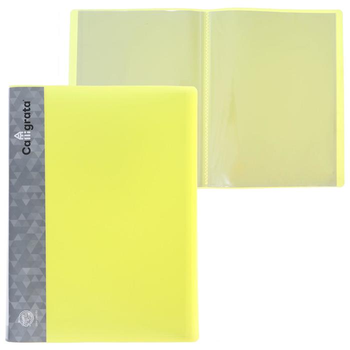 

Папка с 60 вкладышами А4, 500 мкм, Calligrata, карман на корешке, неон, жёлтая