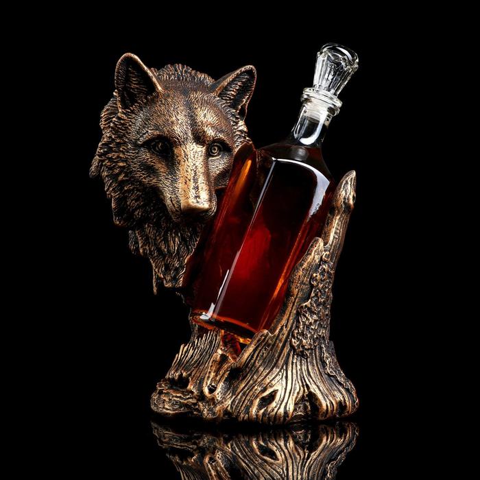 фото Статуэтка-подставка для бутылки "волк", медь premium gips