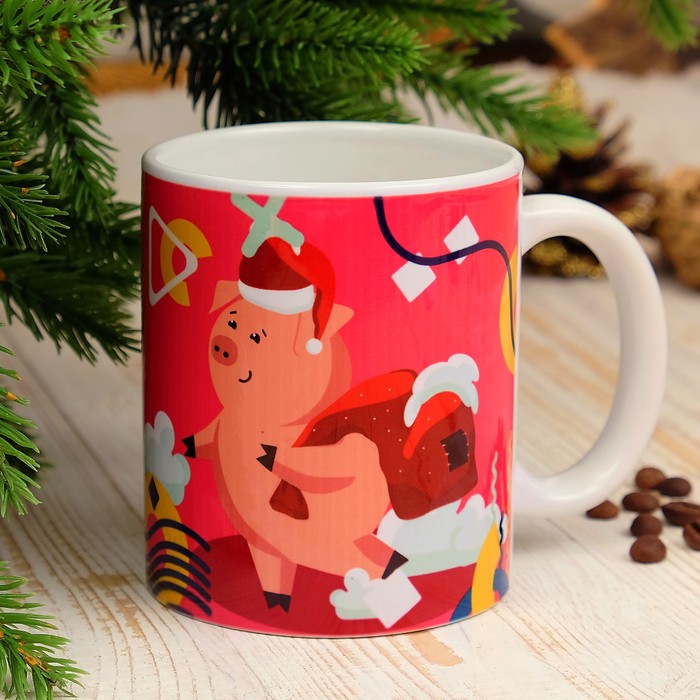 Кружка "Хрюшка с мешком", символ года 2019, c нанесением