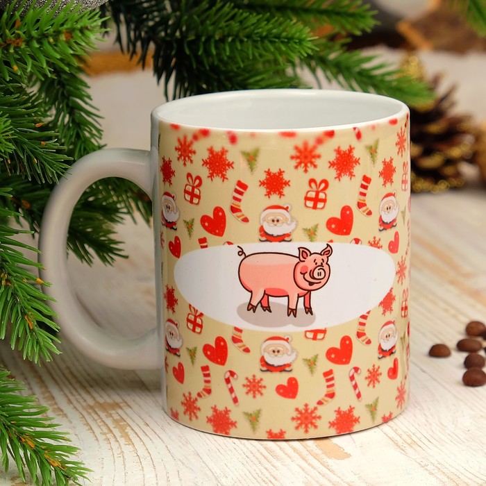 Кружка "С новым годом!", символ года 2019, c нанесением