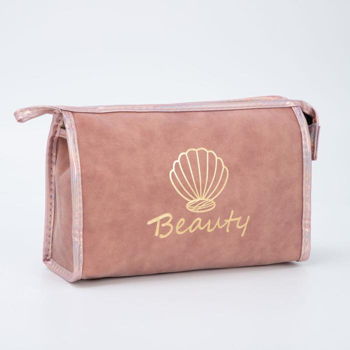 

Косметичка-сумочка, отдел на молнии, с ручкой, цвет пудра