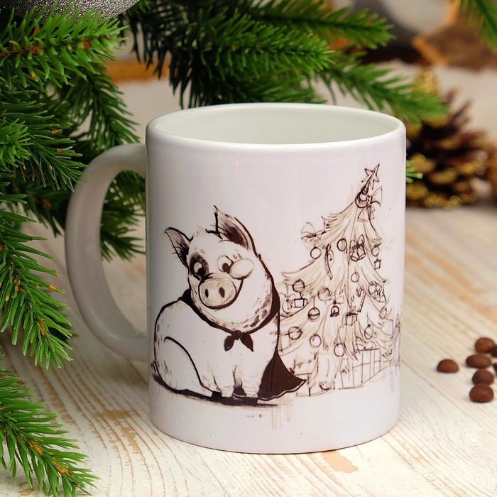 Кружка "Карандашный поросёнок", символ года 2019, c нанесением
