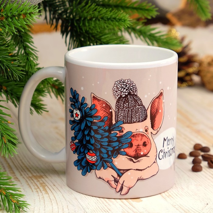Кружка "С годом Свиньи! Merry Christmas", символ года 2019, c нанесением