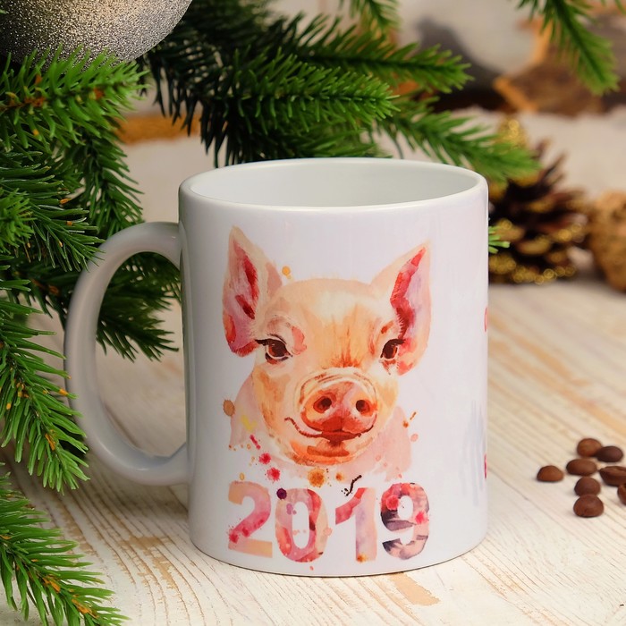 Кружка "Вам повезёт!" символ года 2019, c нанесением