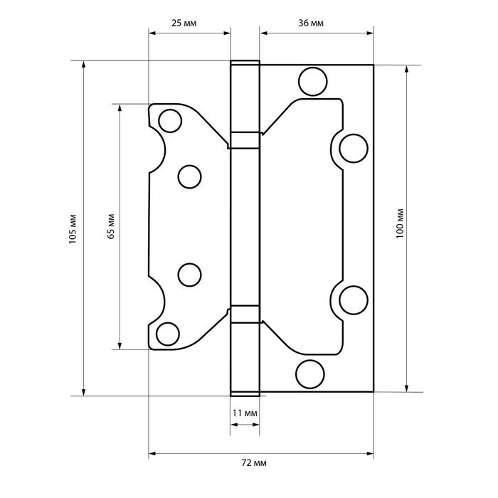 фото Петля накладная без врезки mcl 4х3х2 мм ac коробка 2 мм, цвет медь 2 шт