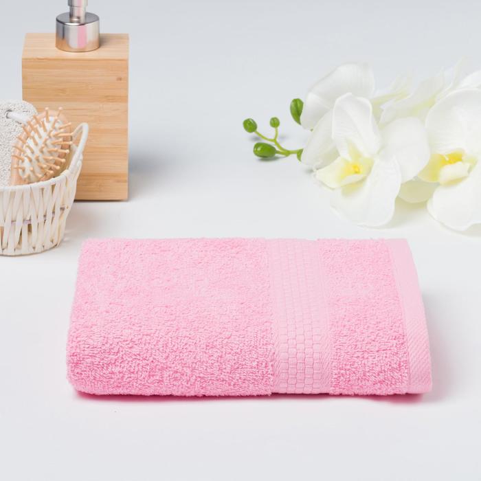 Полотенце махровое гладкокрашеное Эконом 30х60 см, розовый, хлопок 100%, 370г/м2