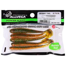

Приманка съедобная Allvega Skinny Tail 8,75 см, 5 г, green oil confetti 5 шт.