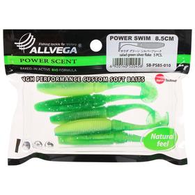 

Приманка съедобная Allvega Power Swim 8,5 см, 5,5 г, salad green silver flake 5 шт.