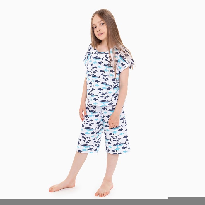 Пижама для девочки, цвет белый, рост 116-122 см