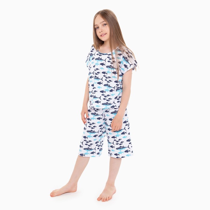 Пижама для девочки, цвет белый, рост 122-128 см