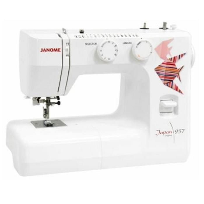 Швейная машина Janome Japan 957, 60 Вт, 15 операций, полуавтомат, белый