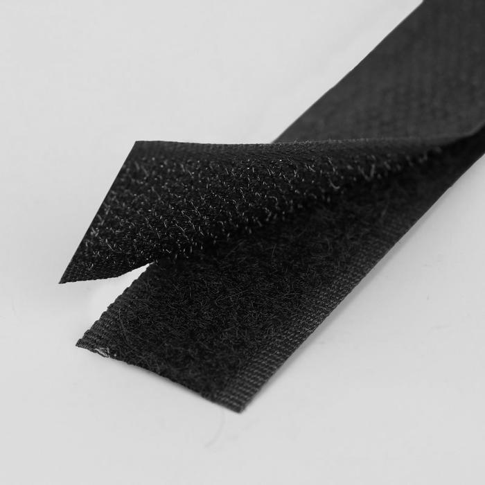 Липучка, 20 мм × 25 см, цвет чёрный