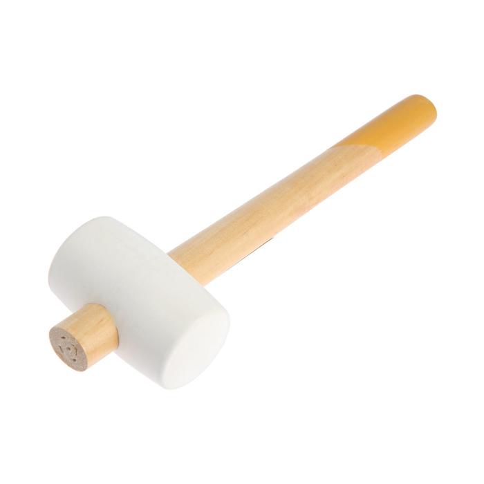 Киянка ЛОМ, деревянная рукоятка, белая резина, 55 мм, 400 г