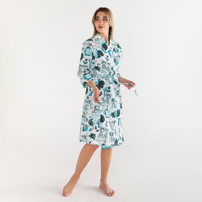 

Халат женский Этель "Mint mood" рукав 3/4, размер 42-44, вафля 200г/м2, 100% хлопок