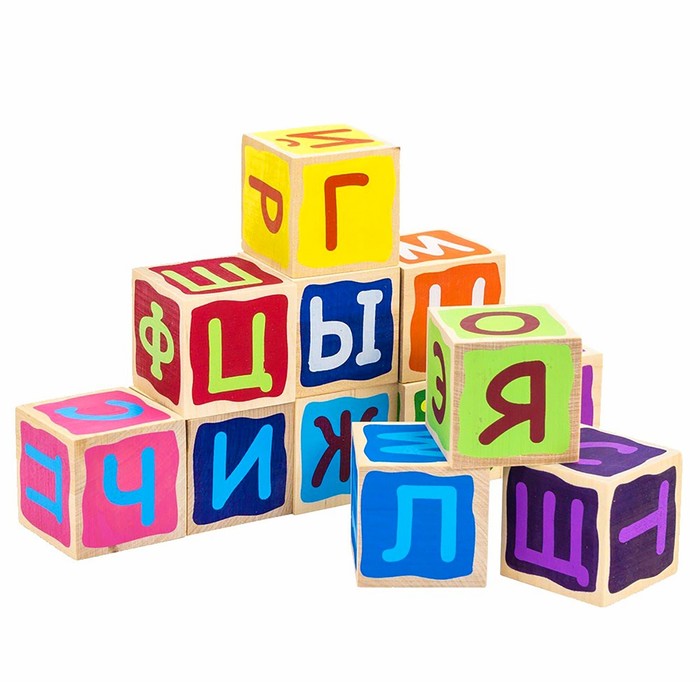 Кубики "Азбука" окрашенные, 12 элементов